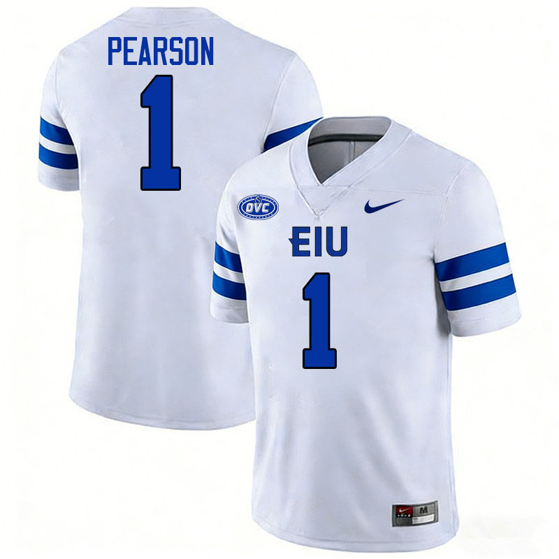 Eastern Illinois Panthers #1 Jay Pearson College Football Jerseys,Uniforms-White